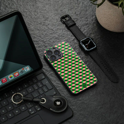 geo cube back phone cover | glass case for iphone 16 pro