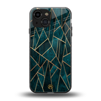 geometric green back phone cover | glass case for iphone 13 mini