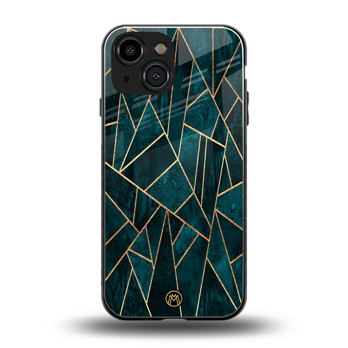 geometric green back phone cover | glass case for iphone 13 mini