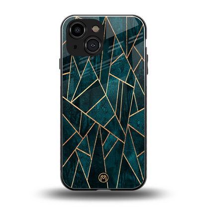 geometric green back phone cover | glass case for iphone 13 mini