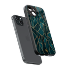 geometric green back phone cover | glass case for iphone 13 mini