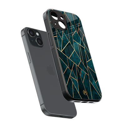 geometric green back phone cover | glass case for iphone 13 mini