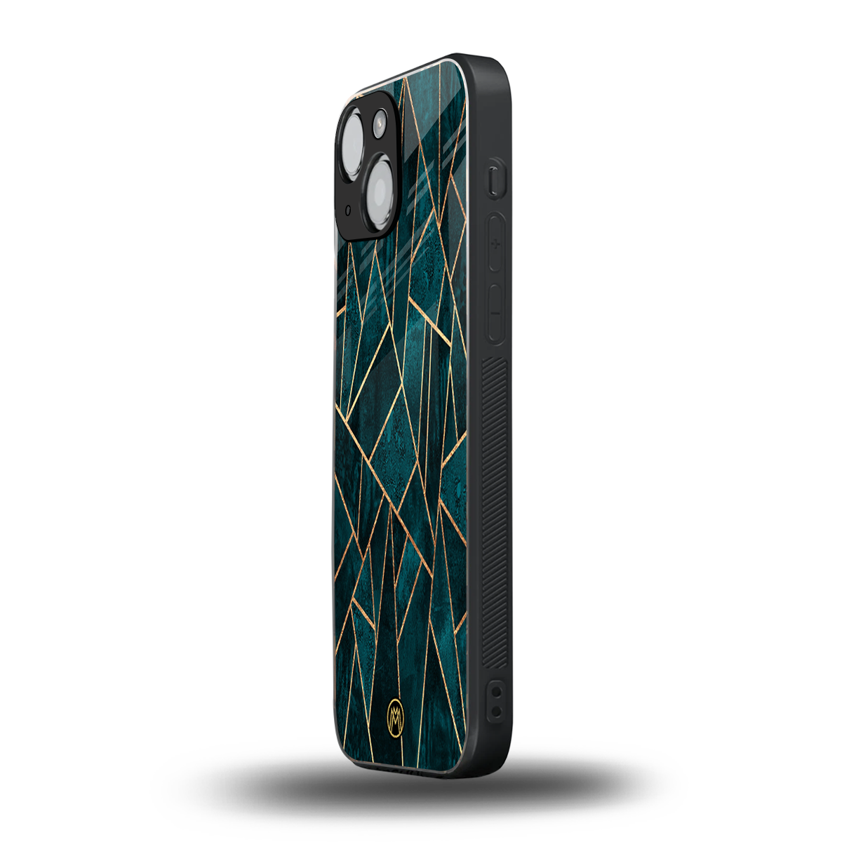 geometric green back phone cover | glass case for iphone 13 mini