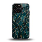 geometric green back phone cover | glass case for iphone 13 pro max