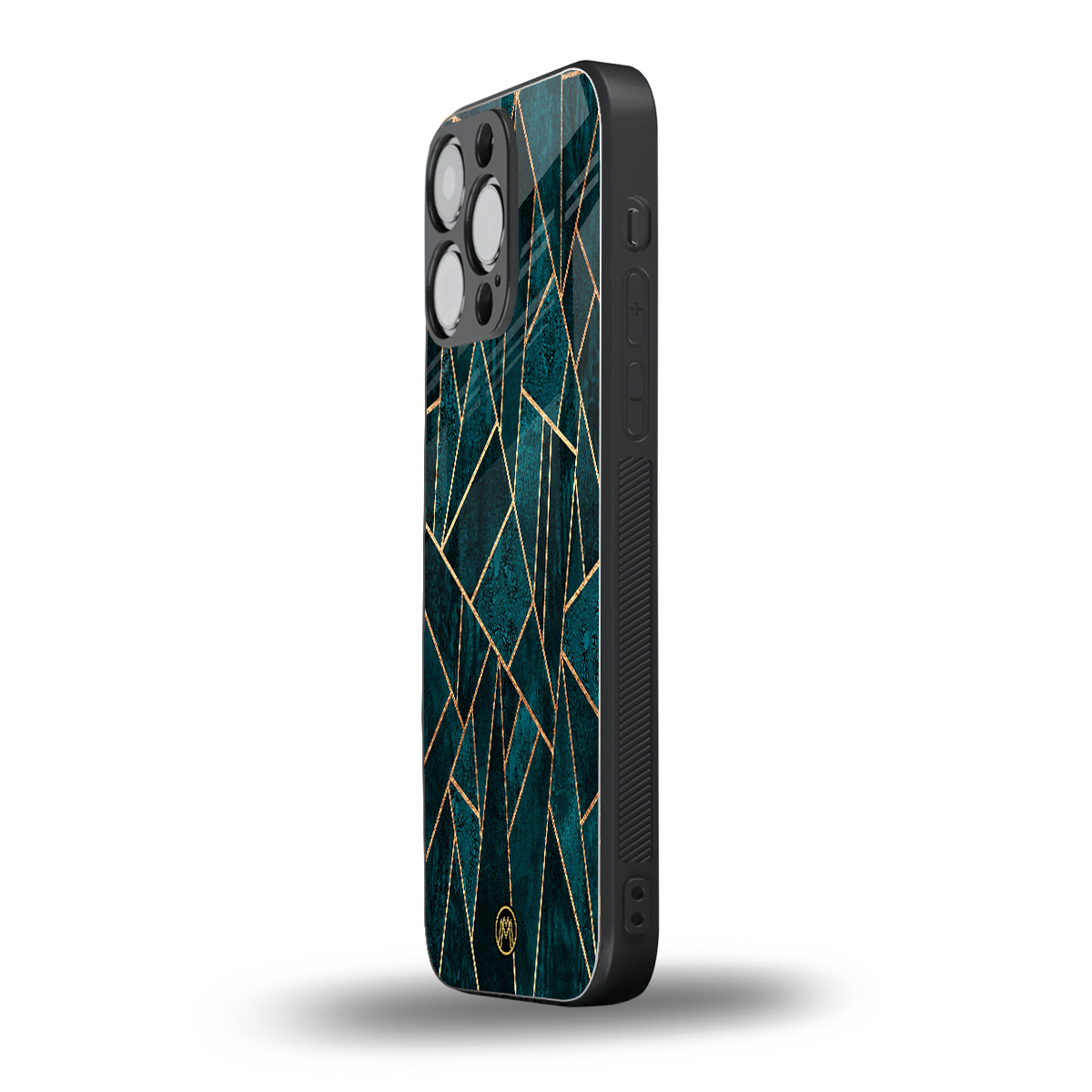 geometric green back phone cover | glass case for iphone 13 pro max