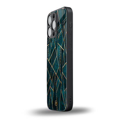 geometric green back phone cover | glass case for iphone 13 pro max