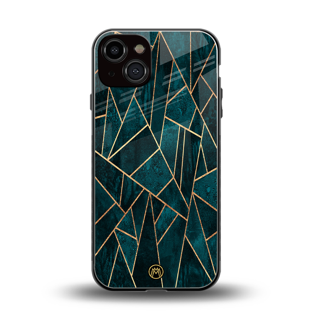 geometric green back phone cover | glass case for iphone 13
