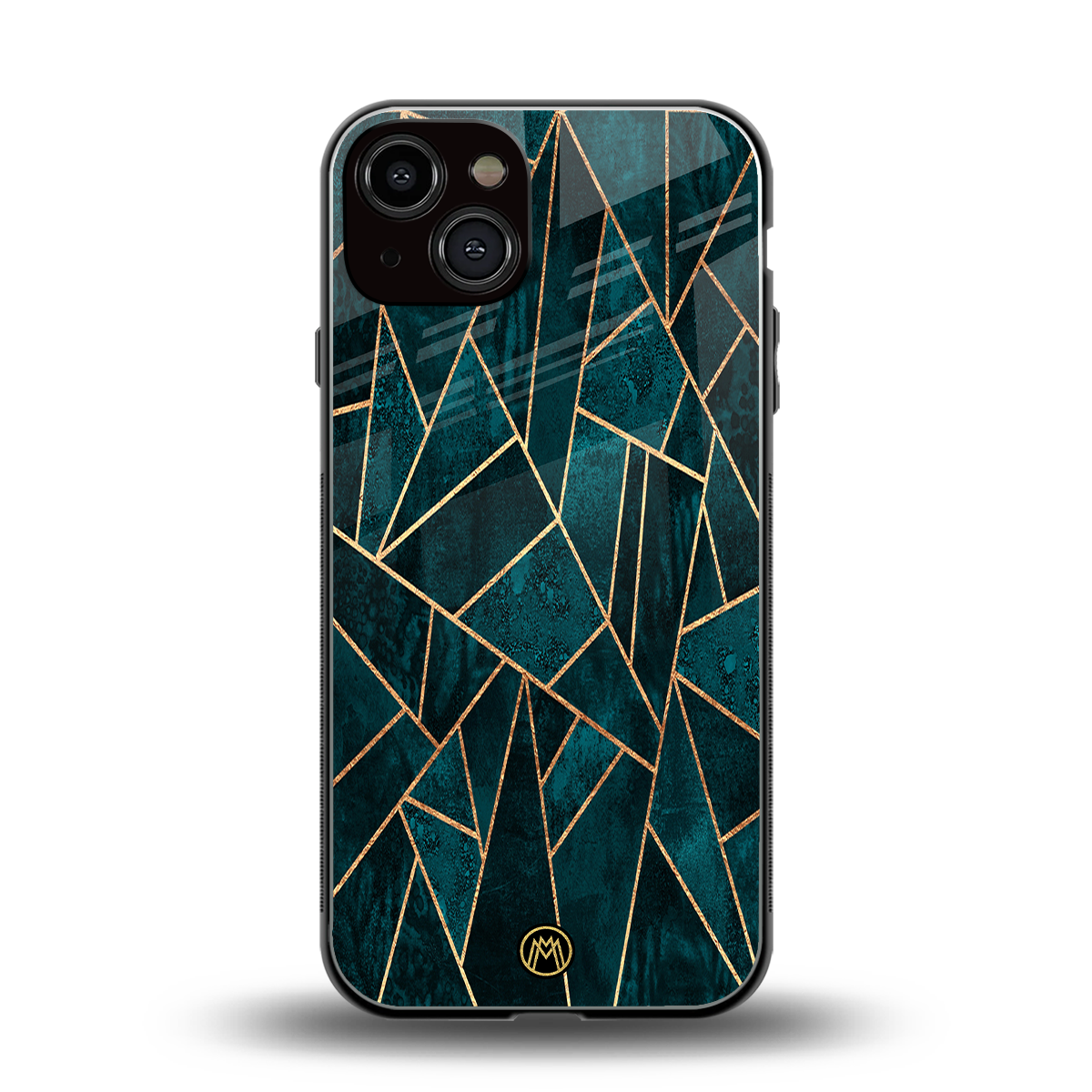geometric green back phone cover | glass case for iphone 13