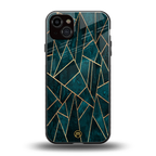 geometric green back phone cover | glass case for iphone 15 plus