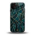 geometric green back phone cover | glass case for iphone 14 plus