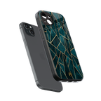 geometric green back phone cover | glass case for iphone 15 plus