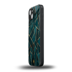 geometric green back phone cover | glass case for iphone 15 plus