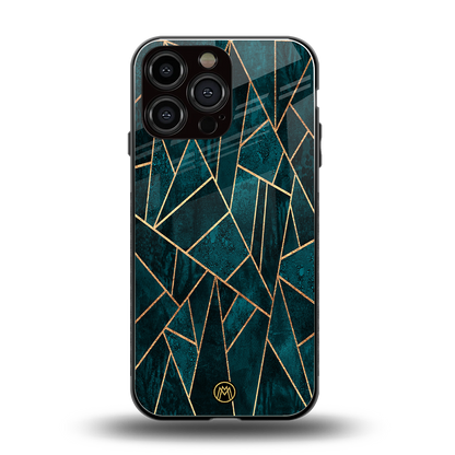 geometric green back phone cover | glass case for iphone 14 pro max