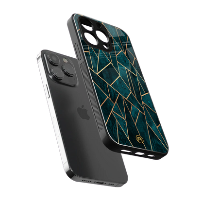 geometric green back phone cover | glass case for iphone 14 pro max