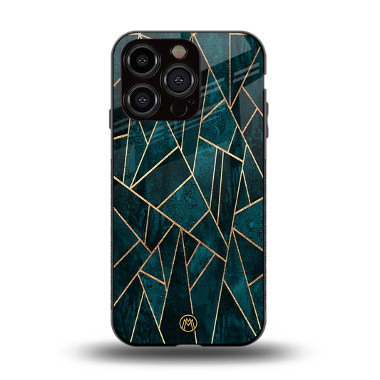 geometric green back phone cover | glass case for iphone 15 pro