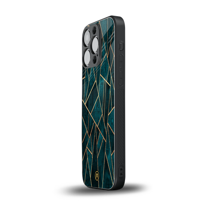 geometric green back phone cover | glass case for iphone 14 pro