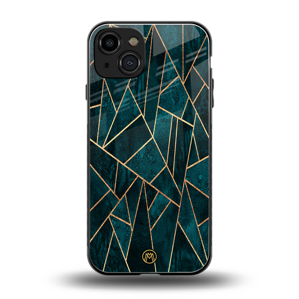 geometric green back phone cover | glass case for iphone 15