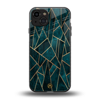 geometric green back phone cover | glass case for iphone 15