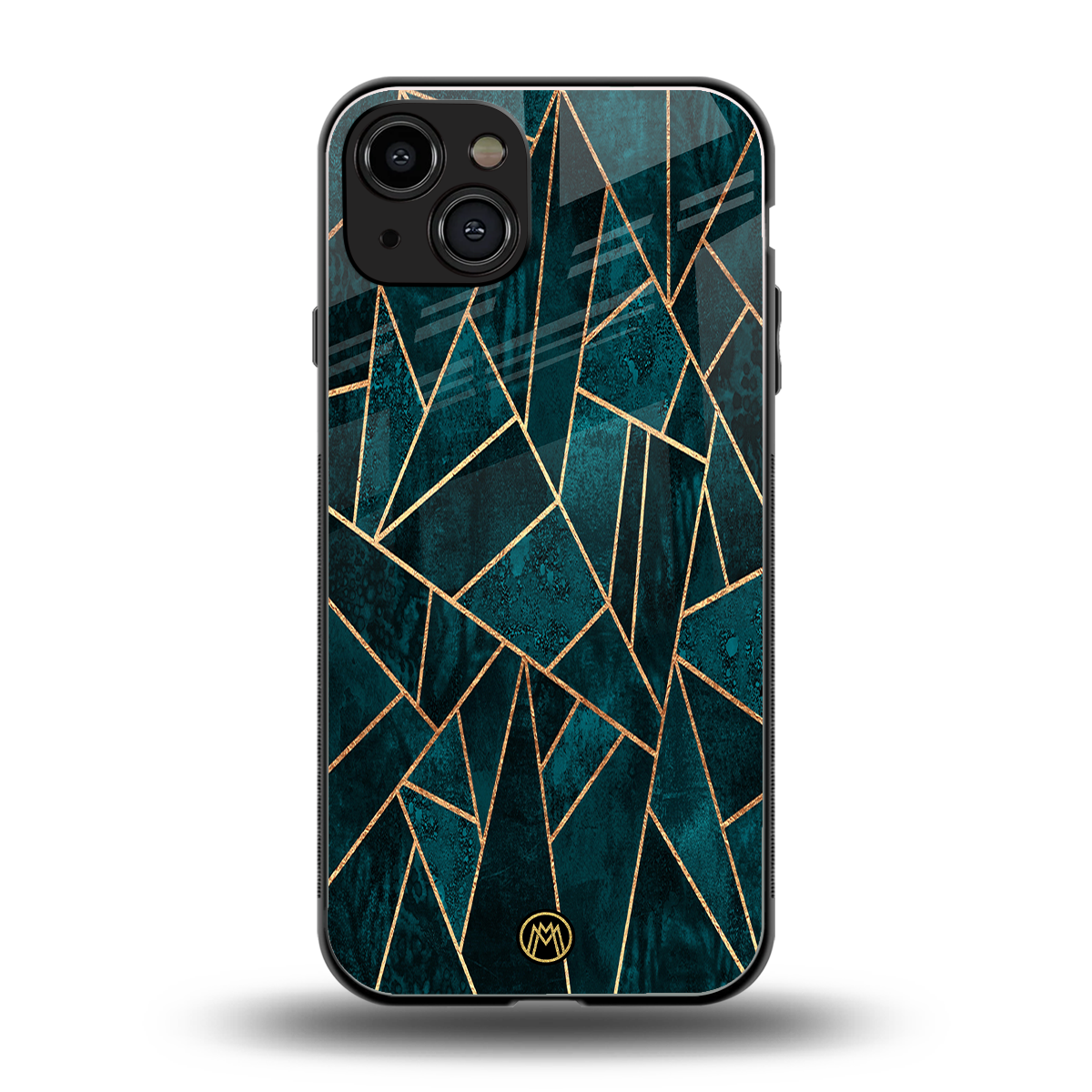 geometric green back phone cover | glass case for iphone 15