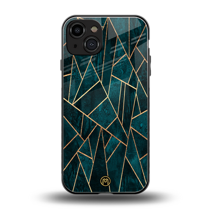 geometric green back phone cover | glass case for iphone 15