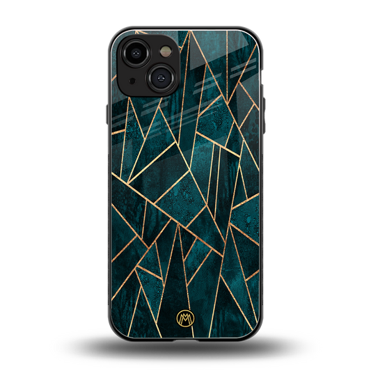 geometric green back phone cover | glass case for iphone 15