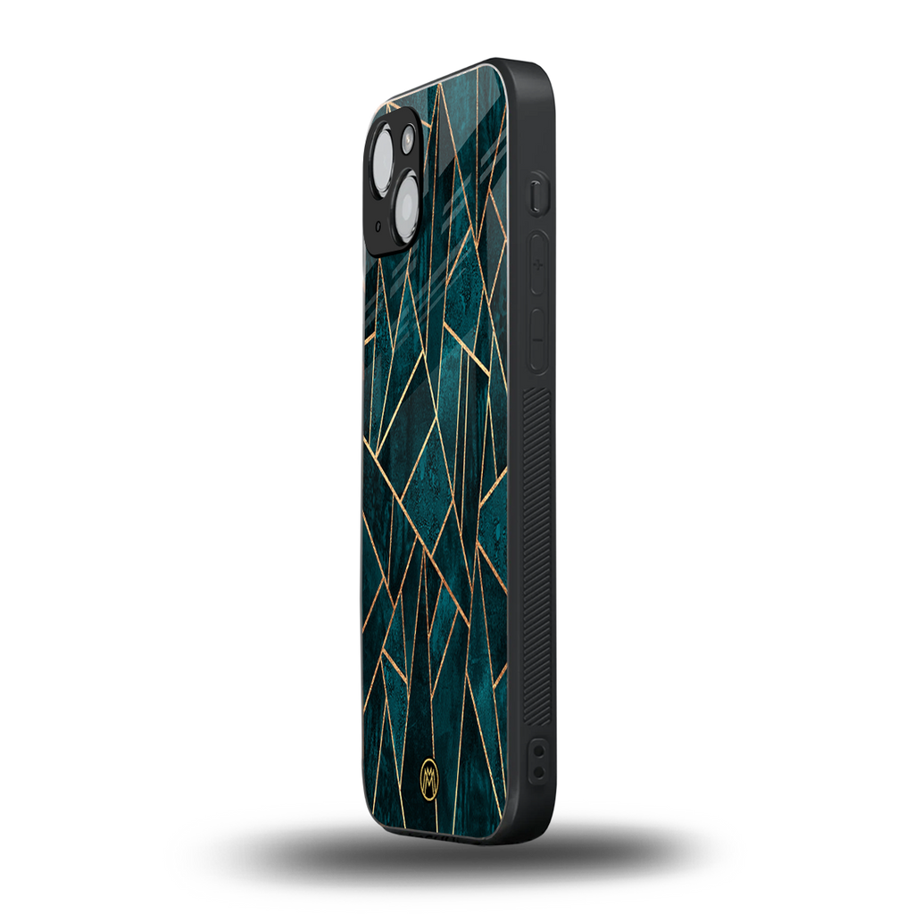 geometric green back phone cover | glass case for iphone 15