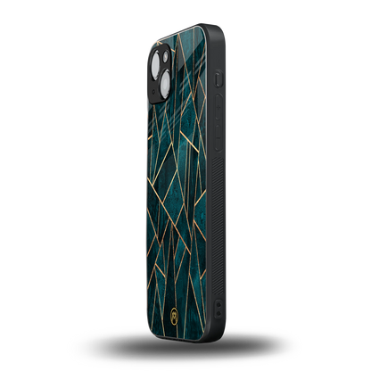 geometric green back phone cover | glass case for iphone 14