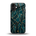 geometric green back phone cover | glass case for iphone 16 plus