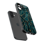 geometric green back phone cover | glass case for iphone 16 plus