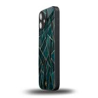 geometric green back phone cover | glass case for iphone 16 plus