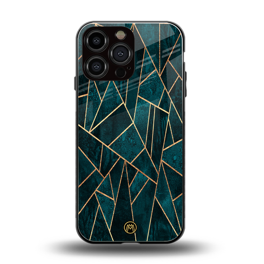 geometric green back phone cover | glass case for iphone 16 pro max