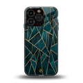 geometric green back phone cover | glass case for iphone 16 pro