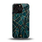 geometric green back phone cover | glass case for iphone 16 pro