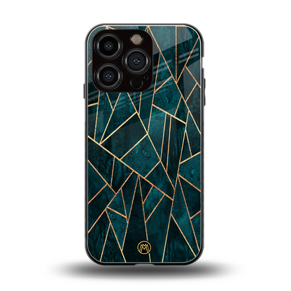 geometric green back phone cover | glass case for iphone 16 pro