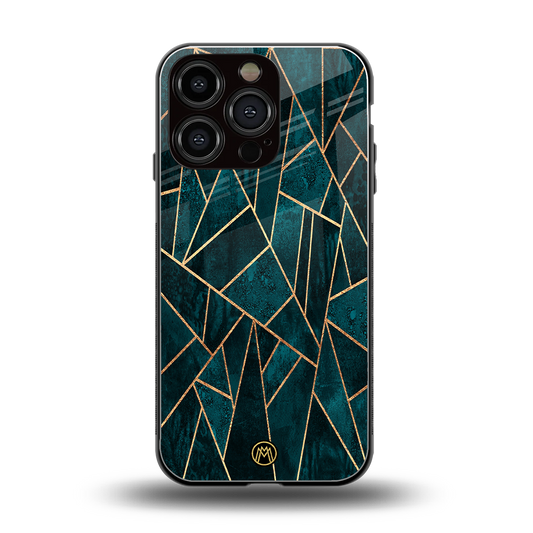 geometric green back phone cover | glass case for iphone 16 pro