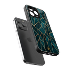 geometric green back phone cover | glass case for iphone 16 pro