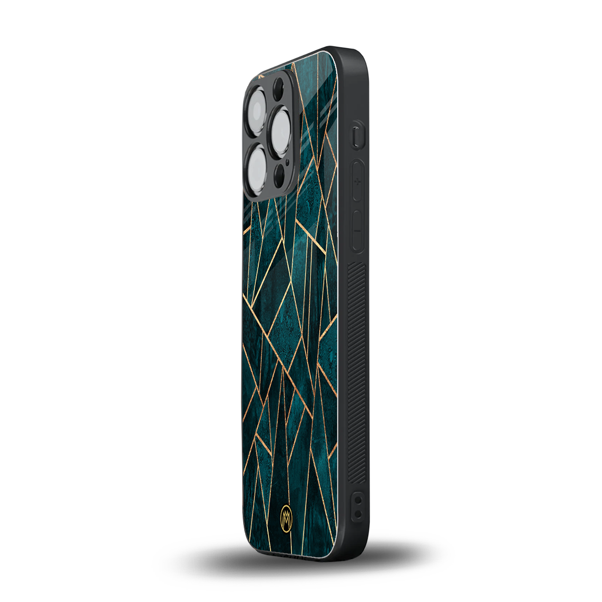 geometric green back phone cover | glass case for iphone 16 pro