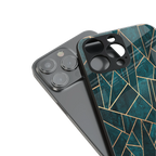 geometric green back phone cover | glass case for iphone 16 pro