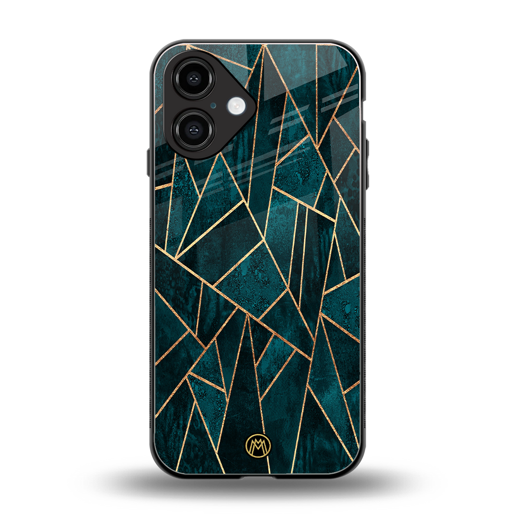 geometric green back phone cover | glass case for iphone 16
