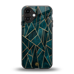 geometric green back phone cover | glass case for iphone 16