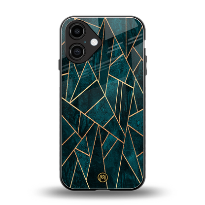 geometric green back phone cover | glass case for iphone 16