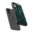 geometric green back phone cover | glass case for iphone 16