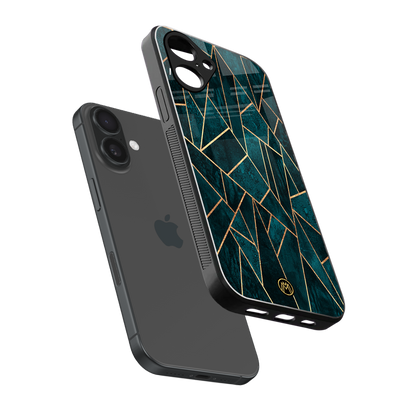 geometric green back phone cover | glass case for iphone 16