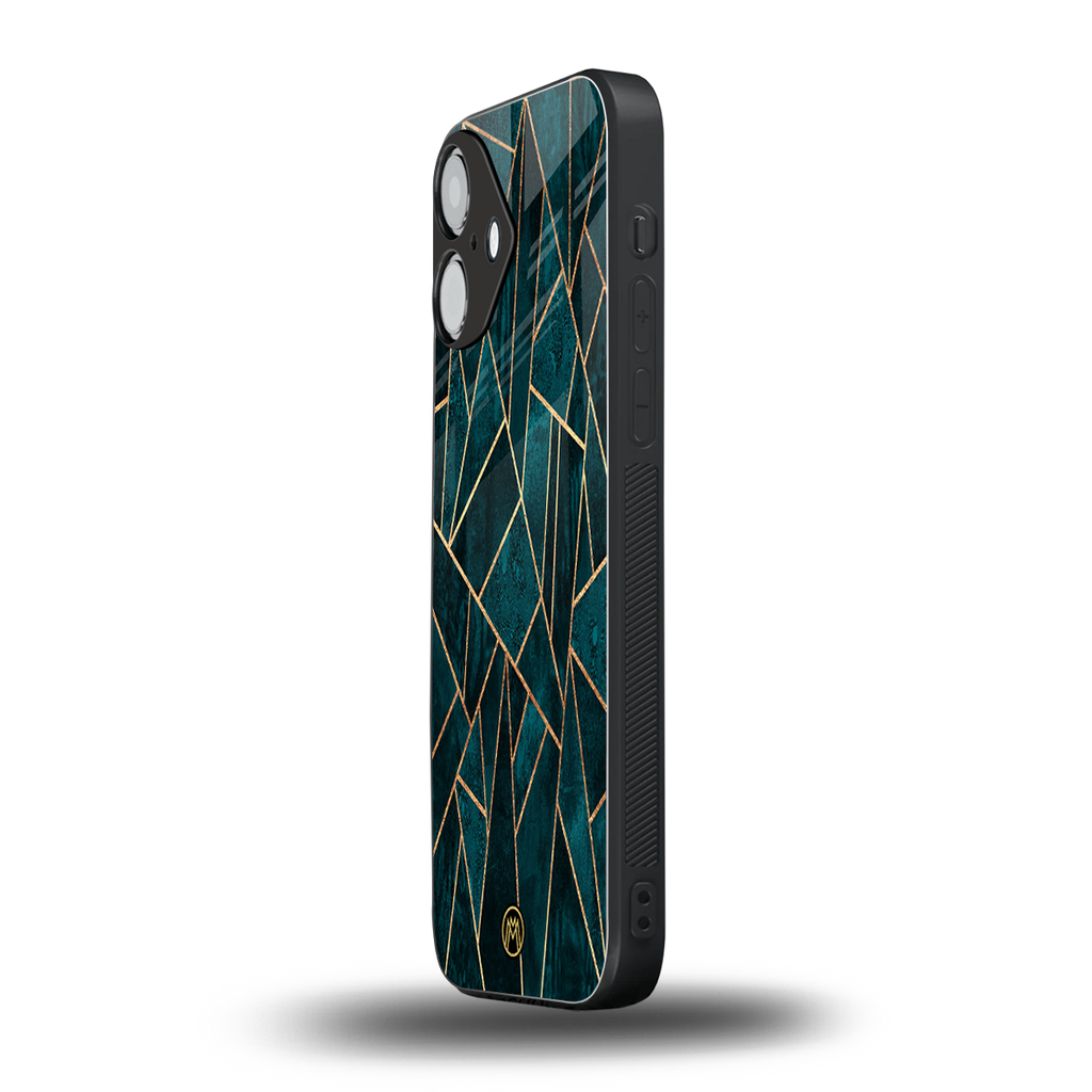 geometric green back phone cover | glass case for iphone 16