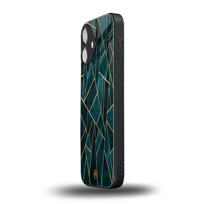 geometric green back phone cover | glass case for iphone 16