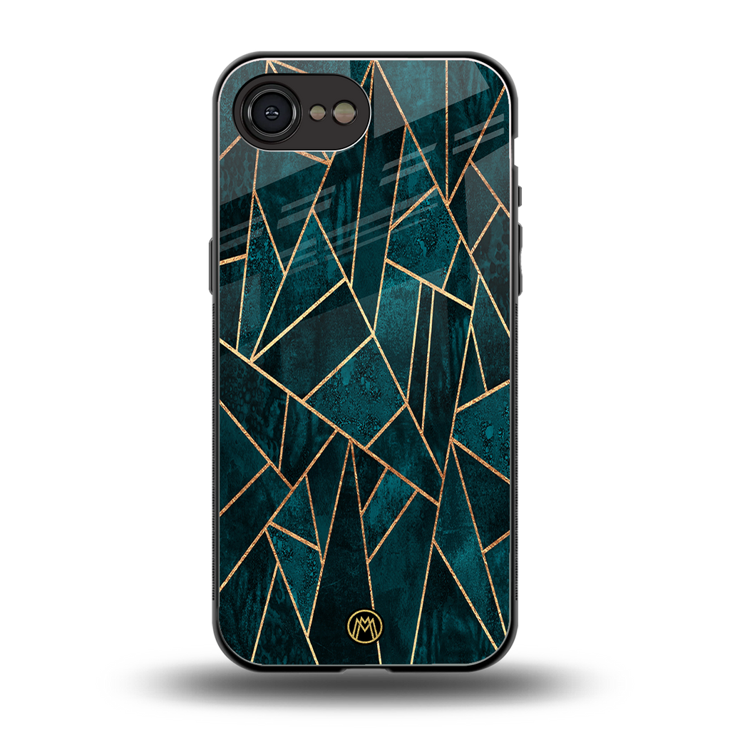 geometric green back phone cover | glass case for iphone 16e