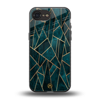 geometric green back phone cover | glass case for iphone 16e