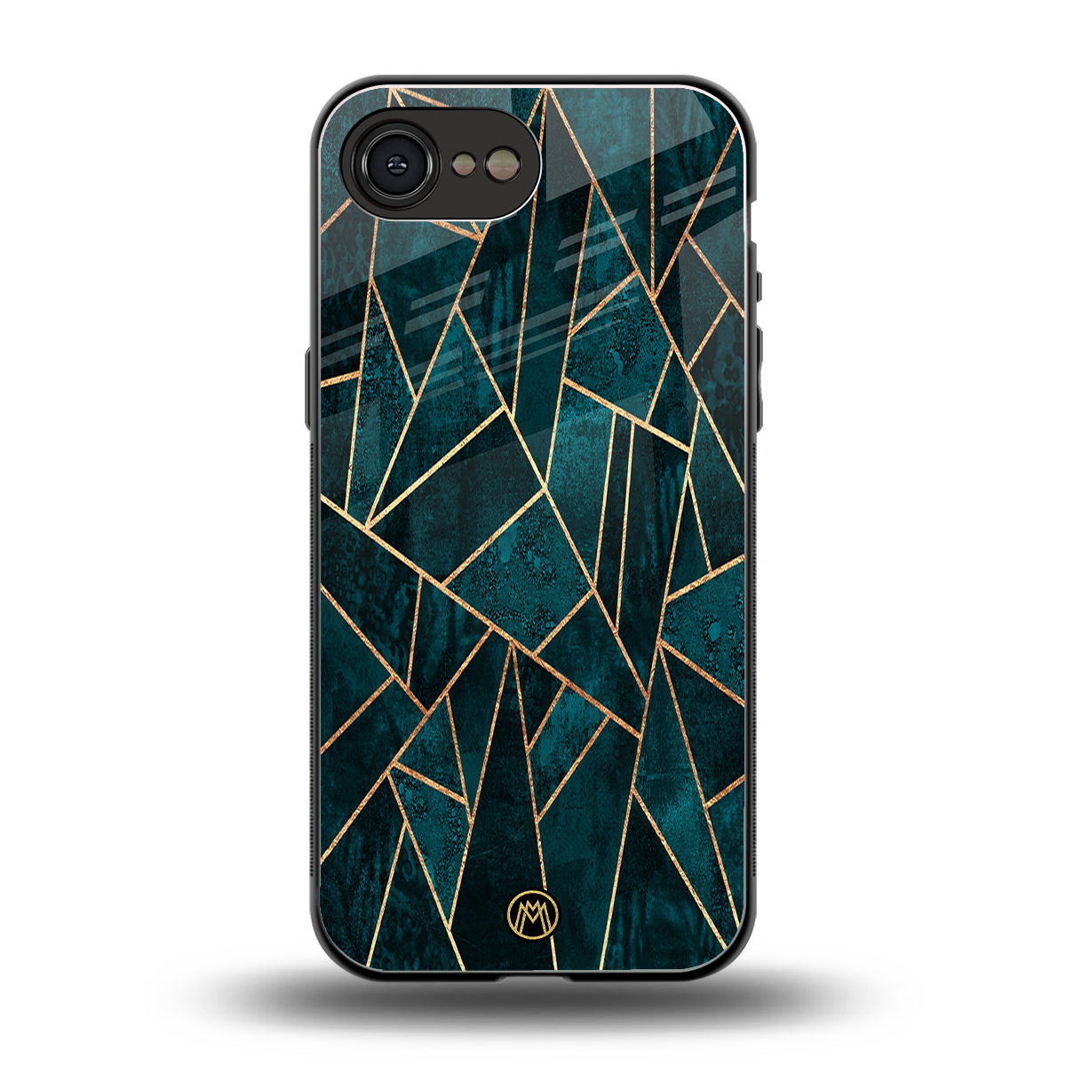 geometric green back phone cover | glass case for iphone 16e