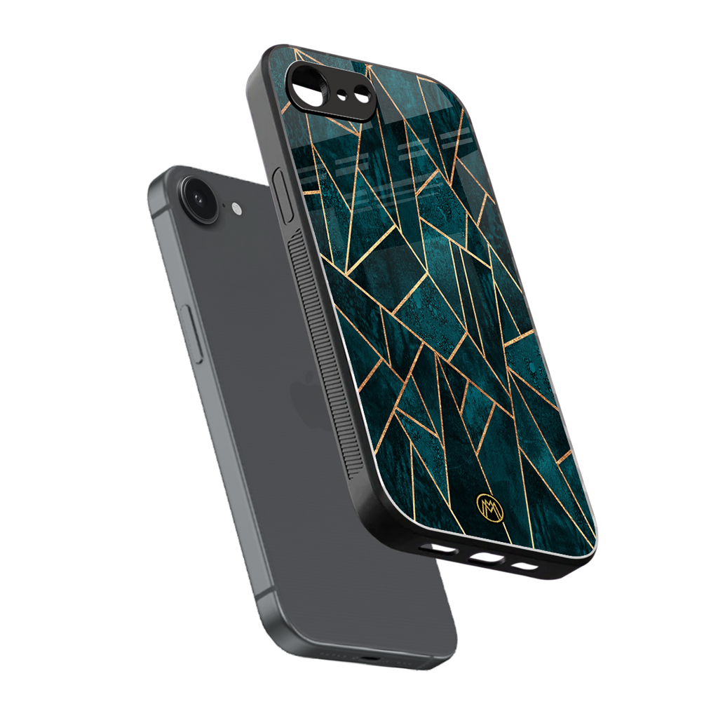 geometric green back phone cover | glass case for iphone 16e