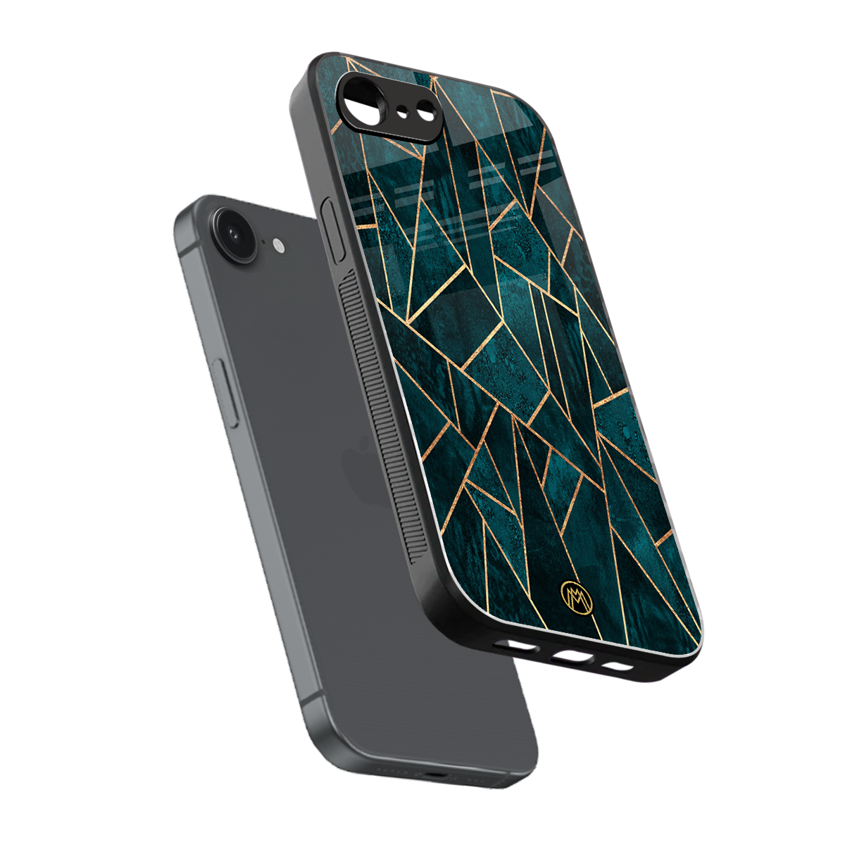 geometric green back phone cover | glass case for iphone 16e